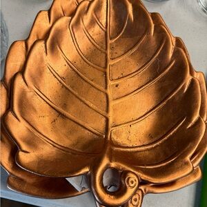Gorgeous two piece fall bronze leaf platter serving set kitchen decor